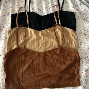 SHEIN Black, Tan, and Brown Crop Tops